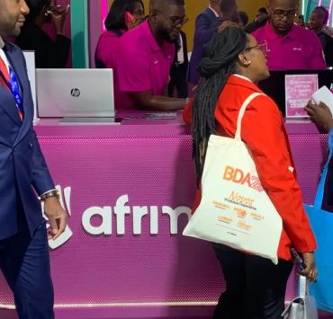Africel stand at the Benguela International Fair, where the mobile operator showcased its Afrimoney digital payment wall