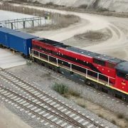 A freight train on the Lobito Corridor railway linking Angola's Atlantic port of Lobito with the mineral-rich interior o